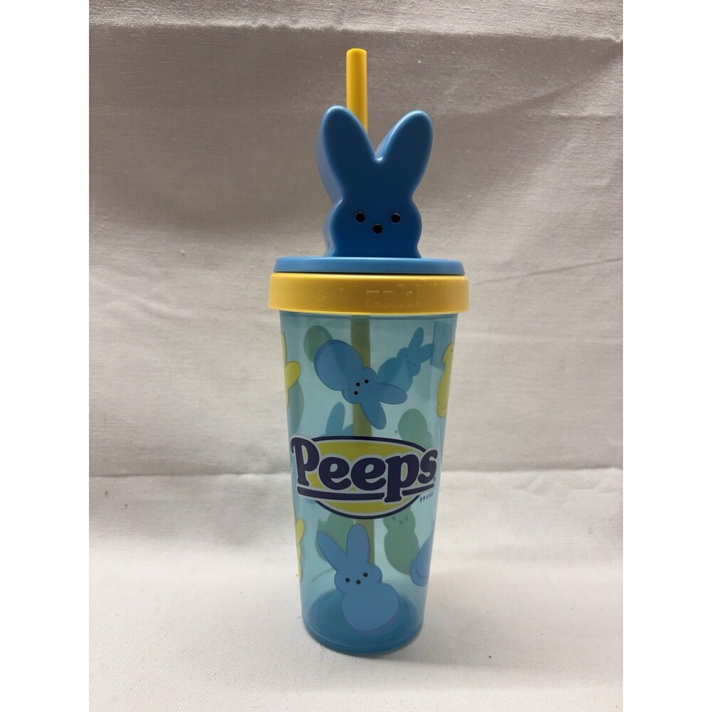 Peeps Zak Designs 18 oz Blue Bunny Tumbler Cup with Lid & Straw New